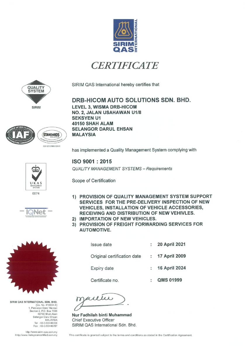 DHAS ISO 9001:2015 (HQ)